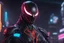 Placeholder: Machine symbiote in 8k cyberpunk drawing, jhin model, Halloween theme, neon lights, intricate details, highly detailed, high details, detailed portrait, masterpiece,ultra detailed, ultra quality