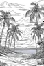 Placeholder: beach with palm trees monochrome line art