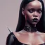 Placeholder: Rihanna, wednesday addams make up, wednesday addams black dress, wednesday addams hair, hyper detail, octane render, unreal engine 5, photorealistic, 8k resulation