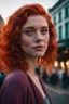 Placeholder: Cinematic, realistic, close-up, cinematic documentary of a 22-year-old woman with vibrant red hair and eyes the hue of twilight, embracing the lively spirit of New Orleans, Louisiana, the city’s music and history resonating with her adventurous heart, shot with a Canon EOS R, --v 6 --ar 9:16 --stylize 750