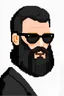 Placeholder: 8bit profile photo of a white man with a black beard, black hair and black glasses