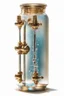 Placeholder: create a high quality poster from a brass water manifold for product reveal with professional photography techniques , semi ocean blue background, a dreamy blurred with bokeh background ,with excellent warm lighting, on a luxury scenes in a studio ,bulbs of clear water , on a pice of vevlet