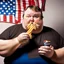 Placeholder: patriotic repulican fat american eating fries