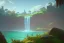 Placeholder: island waterfall birds forest