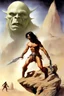 Placeholder: book covers, John Carter of Mars , watercolor, Movie poster, in the art style of Boris Vallejo,