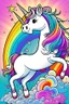 Placeholder: kids illustration, an unicorn image, cartoon style, thick line, low details, vivid color