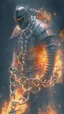 Placeholder: burning chains draggin a knight