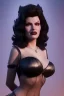 Placeholder: Rita Hayworth as evil queen in black leather, busty, cleavage, curvy, angry, stern look. character design by cory loftis, fenghua zhong, ryohei hase, ismail inceoglu and ruan jia. unreal engine 5, artistic lighting, highly detailed, photorealistic, fantasy