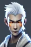 Placeholder: gaming yuong man with silver hair and bright white eyes avatar logo