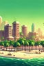 Placeholder: beachside city with palm trees and big scyscrappers