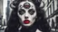 Placeholder: a photo of gothic girl, surrealism style, dali, three eyes in your face, red lips, newyork city