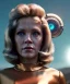 Placeholder: Ultra Realistic retro sci-fi movie, classic ovni levitating, 1960 year, waist up view portrait, blonde woman, sweet teenager Jane Fonda face, perfect iris, glow eyes, face makeup, tight latex coat, retro glass helmet, Retro sci-fi style, soft color, highly detailed, unreal engine 5, ray tracing, RTX, lumen lighting, ultra detail, volumetric lighting, 3d, finely drawn, high definition, high resolution.