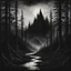 Placeholder: A black metal-styled album cover of gorgeous and dark nature scenery, menacing forest