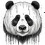 Placeholder: a large portrait front view of a sad panda head with tears from eyes, grief, melancholy, high quality, highly detailed, pure white background