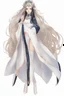 Placeholder: Moon queen long white hair, black robes, blue eyes