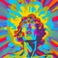 Placeholder: a human having a spiritual experience in a pop art style