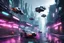 Placeholder: 3d rendered realistic scene cyberpunk street with flying vehicles