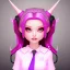 Placeholder: ROBLOX woman character pink hair with horns with white t-shirt and black tie