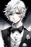 Placeholder: boy anime hair white and with gala dress black