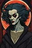 Placeholder: museum quality color woodcut of an aged dystopian Nosferatu vagabond female vampire with highly detailed hair and facial features , in the style of Gustave Baumann, with a fine art , graphic novel aesthetic, highly detailed, finely cut ,8k render,