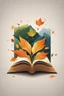 Placeholder: square logo , landscape with leaf fall, flying leaves in the book