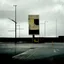 Placeholder: Minimal contemporary abstract oil paintings of desolate 1960s carpark with road markings and concrete fragments. Overlay with grungy typography graphics. style of Justin Mortimer and Francis Bacon.