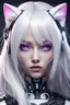 Placeholder: cyber kitty girl, white hair