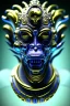 Placeholder: Silver alien, head, wicked, Asian eyes, blood, 8k, finely detailed, photo realistic, Anunnaki black male African Egyptian alien, cracks in the voodoo head, wicked, turquoise eyes, crown, Elephant, 8k, finely detailed, photo realistic, tiger turquoise skull head gold dragon space alien sun skeleton gold gorilla silver crown silver eyes