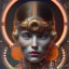 Placeholder: A beautiful portrait of a cute cyberpunk woman happy, alphonse mucha style, grain on the skin, tribal tatoos, orange color scheme, high key lighting, volumetric light high details, by Jarosław Jaśnikowski mixed with Sheila Martin mixed with Fletch mixed with Frank Sun mixed with Anna Dittmann mixed with Alena Aenami. octane render, redshift render,ambient lighting