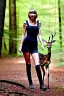 Placeholder: Taylor Swift in the woods raising a baby deer as her own high quality