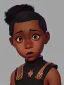 Placeholder: Portrait of a magical black toddler girl witch with brown hair