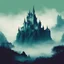 Placeholder: A elven castle in the mist undone and not fully formed in pop art style