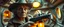 Placeholder: gritty air brush 3d with pen outline,seasoned handsome gunslinger western fluffy elder woman edgy hero with slightly glowing eyes and nudged dented skin in front of glistening space tardigrade lobster dog, shallow depth of field, warm lantern, pin hole cam in doll house space ship, bottom floor board edge border