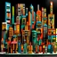Placeholder: A metropolis made out of Maori sculptures painted by Stuart Davis