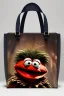 Placeholder: Fashion bag made with muppet fabric, Sesame Street style, fashion photo studio, unreal engine 5, god lights, ray tracing, RTX, lumen lighting, ultra detail, volumetric lighting, 3d.