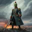 Placeholder: a heroic humanoid extremely thorny cactus wearing a blue prussian uniform, standing on a chaotic medieval battlefield, officer sabre, storm, dark sky, tattered banners, siege engines, musketeers