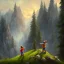 Placeholder: little boy walking on a moutain