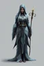 Placeholder: low poly priest woman with long fur all over her entire body