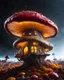 Placeholder: singular weird floating mushroom house in space. platinum, white, and mustard tetradic colors , Dark cosmic galactic interstellar. Detailed Matte Painting, deep color, fantastical, intricate detail, splash screen, hyperdetailed, insane depth, concept art, 8k resolution, trending on Artstation, Unreal Engine 5, color depth, backlit, splash art, dramatic, High Quality Whimsical Fun Imaginative unusual, good composition