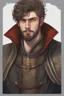 Placeholder: man, age 20, medieval, fighter, russian, croocked nose, czar, rich, simple clothes, short messy hair, thick beard, oligarch, leather coat with fur, brocade clothes, pencil drawing, black or red hair