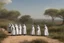 Placeholder: gruppo di suore africane con tunica grigia giornata di sole precipizio fuori città , terra