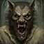 Placeholder: Creepy agonized man starting to transform into a werewolf, kinetic double exposure photo layering of man and werewolf, sinister horror art, by George Herriman, by Jean Baptiste Monge, by Igor Krstic, eerie dark colors, sinister, hyperdetailed, matte oil painting,.