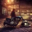 Placeholder: 8k resolution beautiful cozy inviting Stoked biker steampunk digital illustration matte painting.