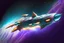 Placeholder: unique design of a small spaceship cruising through the gAlaxy