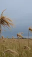 Placeholder: Windblown grass branches in the field with storm and winds