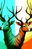 Placeholder: Choose two contrasting colors. Design a deer, half body, using vector graphics ,creating depth, shadows, and highlights.