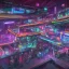 Placeholder: cyberpunk neon train station