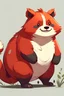 Placeholder: 10 feet tall, furry, red panda, with very big thicc thighs and butt, big belly, small head