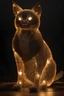 Placeholder: Chicken wire sculpture of CAT in the style of Edoardo Tresoldi, intricate, details, black dark background, studio lighting WITH PROJECTION MAPPING, HDRI PHOTOGRAPH.