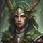 Placeholder: Generate a dungeons and dragons character portrait of the face of a female Eladrin. She is a hunter that lived in the forest and loves animals and plants. She looks a bit threatening and always looks a bit angry. She wears a circlet made of plants and a hood. Use Sylvanas Windrunner as insperation.